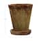 Hello Honey® 7" Distressed Terra Cotta Cement Planter with Saucer Set
